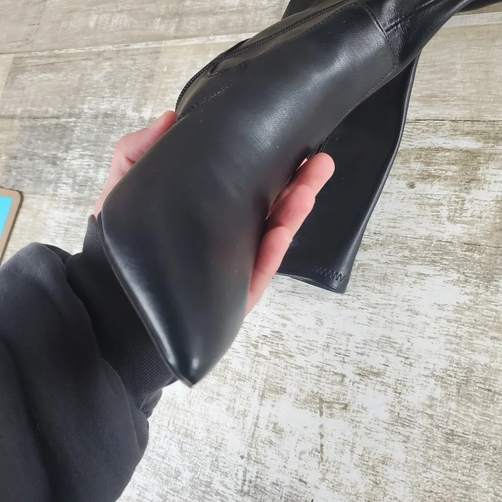 Franco Sarto Kerry Womens Tall Boots Sz 6 Black Leather Side Zip Pointed Toe